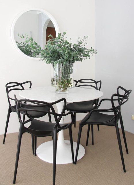 Parramatta Dining room styling used marble tulip table