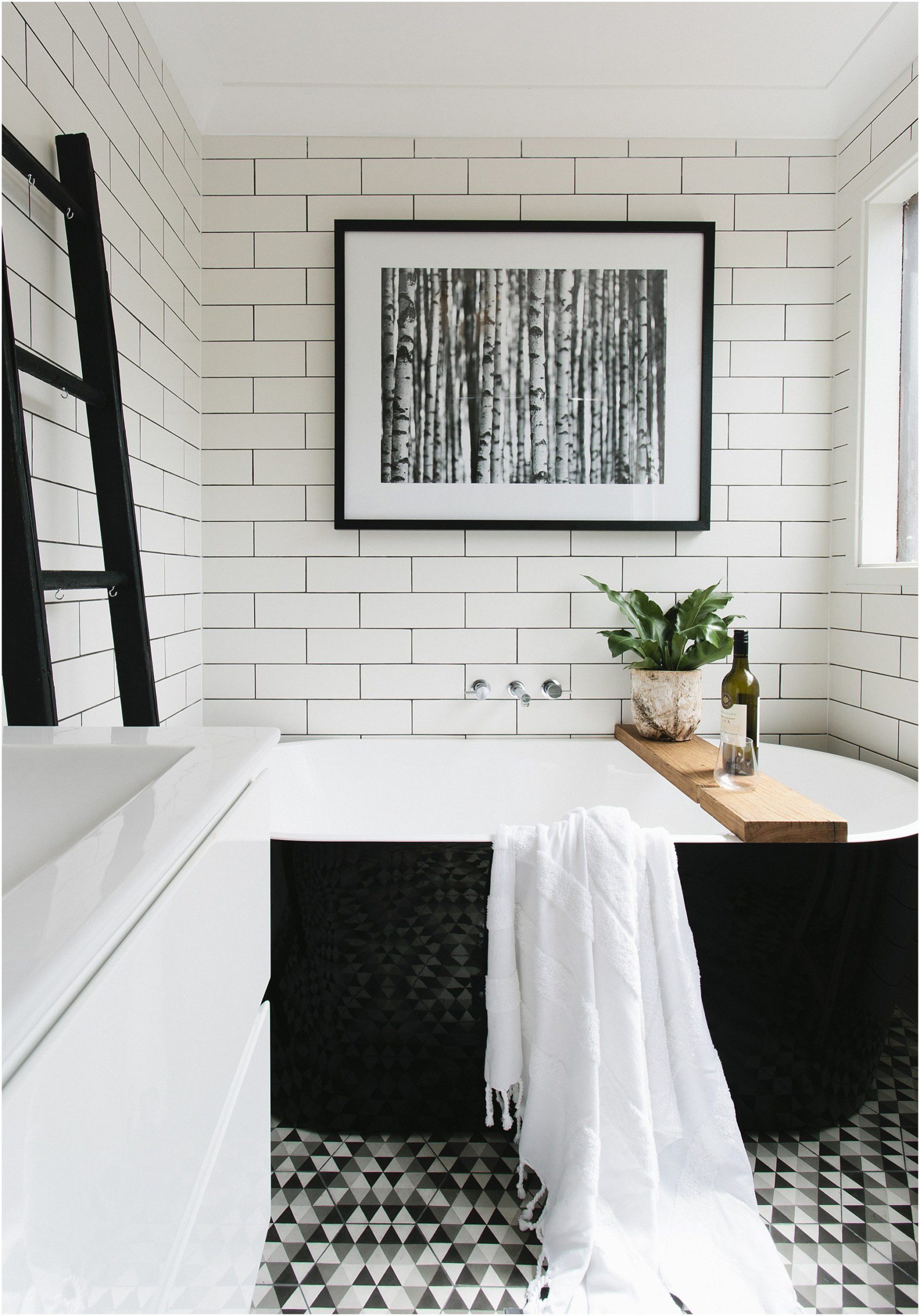 Bathroom styling, black and white, subway tiles