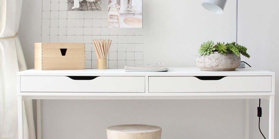 Study area styling within the living room