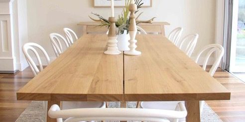 Ryde Property Styling: Oak dining table and white bentwood style