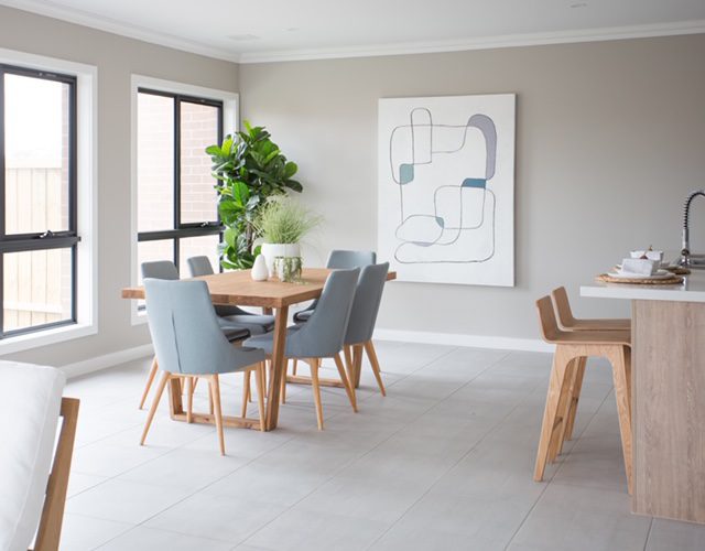 Open plan living and dining idea for property styling