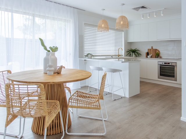 round timber dining table